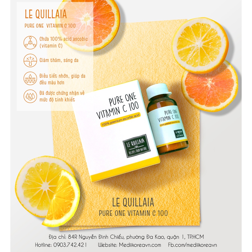 [LE QUILLAIA - BỘT VITAMIN C 100%] Giúp ngừa các vết thâm, sáng da LE QUILLAIA PURE ONE VITAMIN C 100