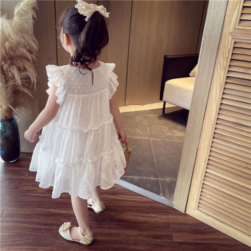 Đầm Công Chúa Không Tay Phối Ren Cho Bé Gái