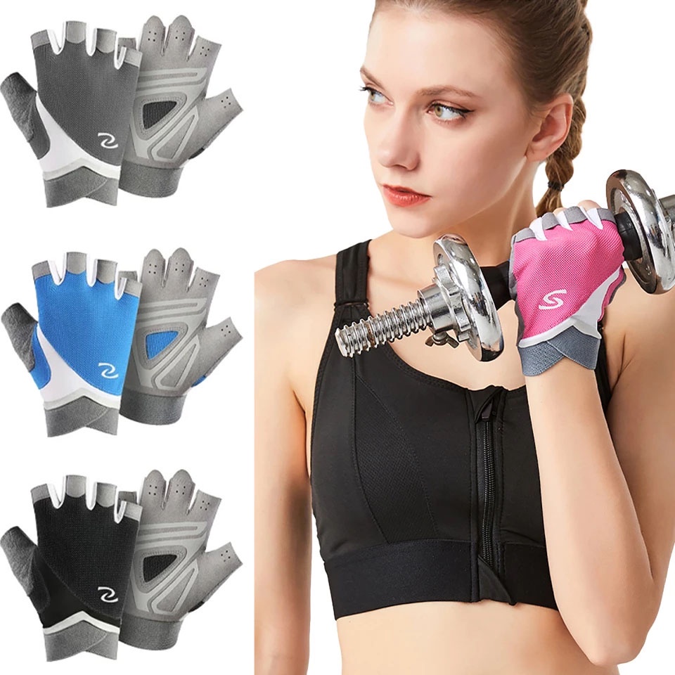 Mới Đôi găng tay thể thao nửa ngón chống trượt chống mài mòn luyện tập thể hình