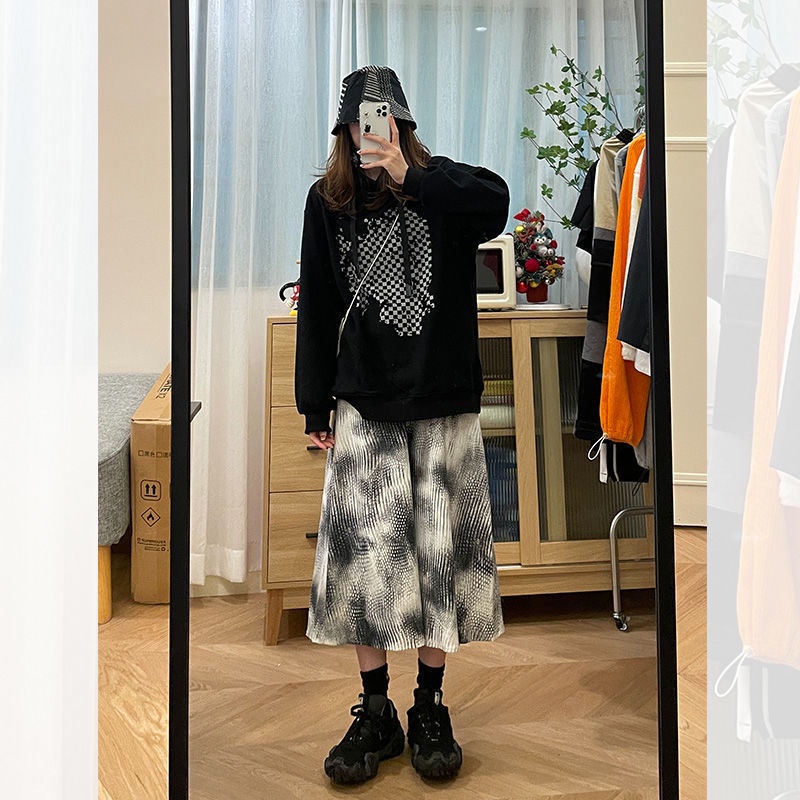 Chân váy dài lưng cao dáng chữ A màu nhuộm thời trang cho nữ