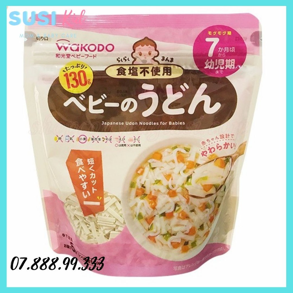 [Hàng Xịn] Mì Somen Cho Bé - Mì Udon Cho Bé - Nui Cho Bé Tách Muối Wakodo Nhật Bản Gói 115g 7th+ Tiện Lợi