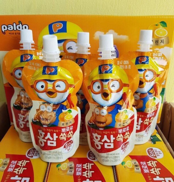 Nước hồng sâm trái cây Pororo hàn quốc 02/2021