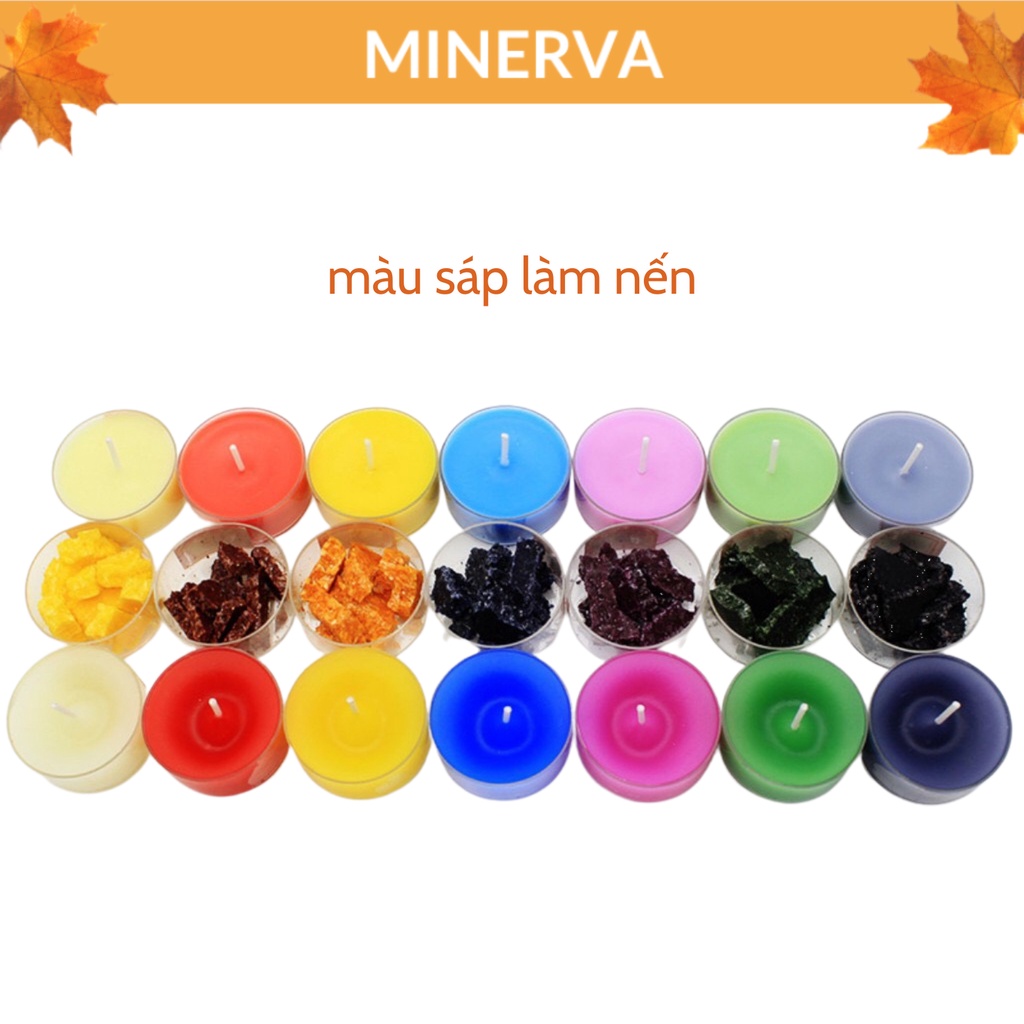 Màu làm nến thơm dạng sáp rắn lên màu đẹp , dễ hoà tan với các loại sáp gói 1g