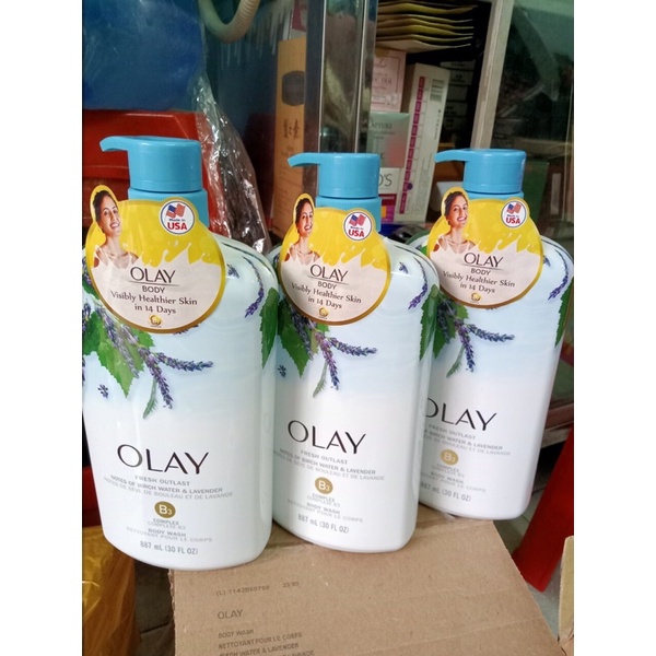 ( mẫu mới ) Sữa Tắm Hương Lavande Olay Fresh Outlast Purifying Birch Water &amp; Lavender 887ml - chai vòi