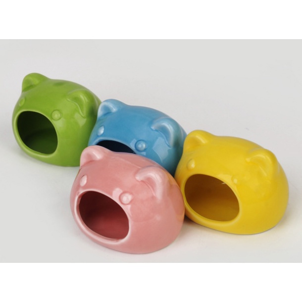 Nhà ngủ sứ cho hamster, nhà ngủ hình gấu mèo, mickey,bò sữa, heo, hổ, panda, mèo cho hamster