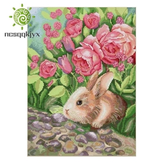 Bộ Tranh Thêu Chữ Thập Hình Thỏ 16.5x21 Inch Cho Người Mới Bắt Đầu
