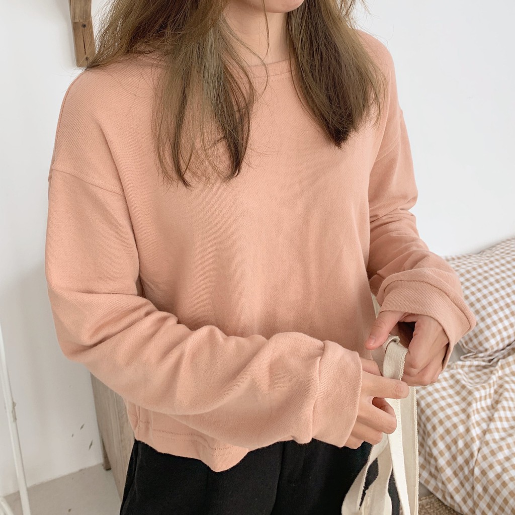 Áo nỉ da cua dài tay dáng lửng - Crop-sweater - ufothebasic