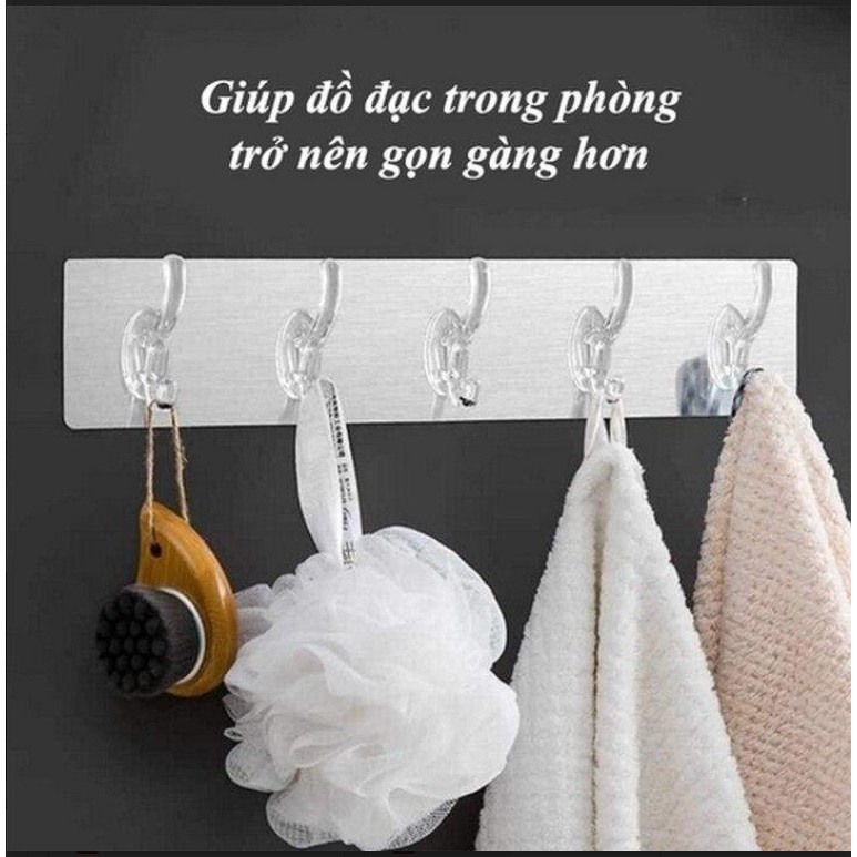 [TOP BÁN CHẠY] Thanh Treo Đồ Móc Treo Đồ Dán Tường Đa Năng 6 Móc (trong suốt)