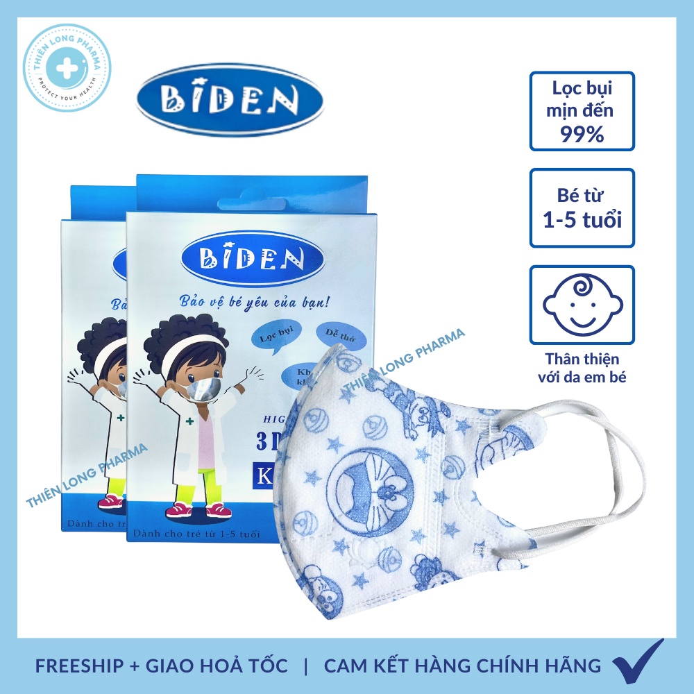 Khẩu trang trẻ em BIDEN [Hộp 10 Cái] khẩu trang y tế cao cấp cho bé hàng chính hãng công ty Cửu Long