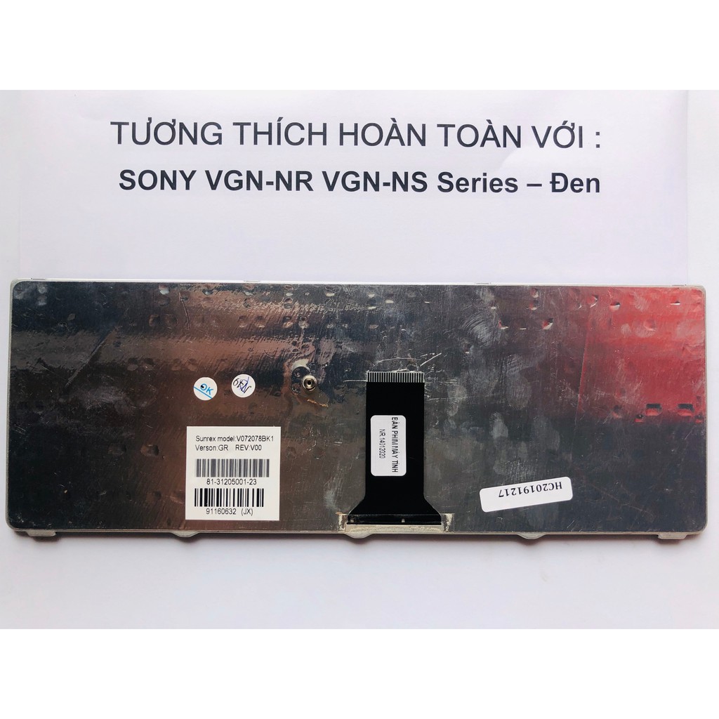 Bàn Phím Laptop SONY VGN-NR VGN-NS Series Đen Hàng Mới 100% Bảo Hành 12 Tháng Toàn Quốc