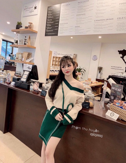 SET LEN MĨX CHÂN VÁY XANH CỰC HOT