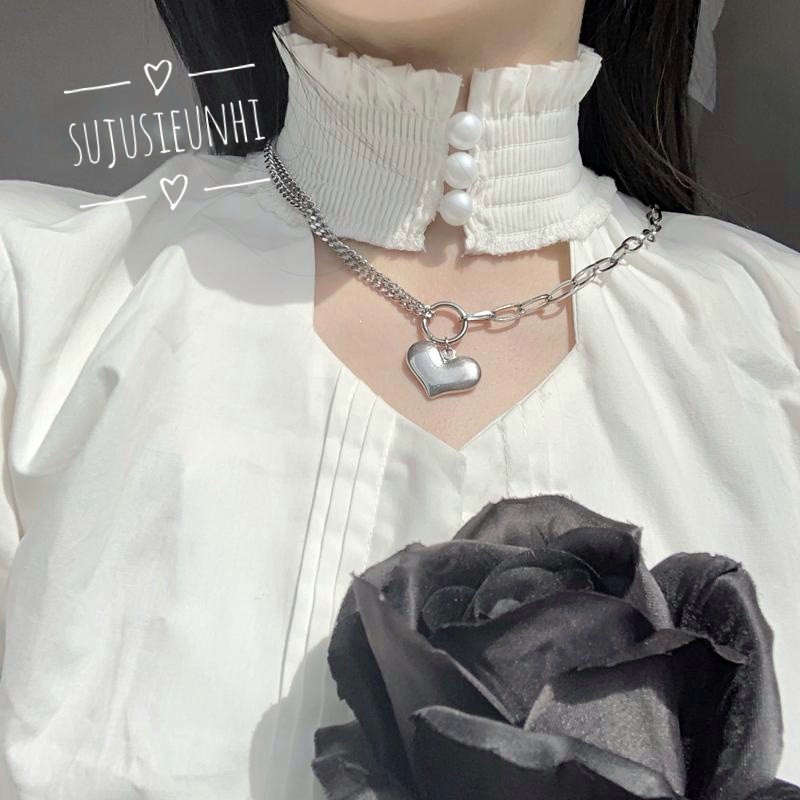 Vòng cổ đôi dây xích unisex hình trái tim chain heart