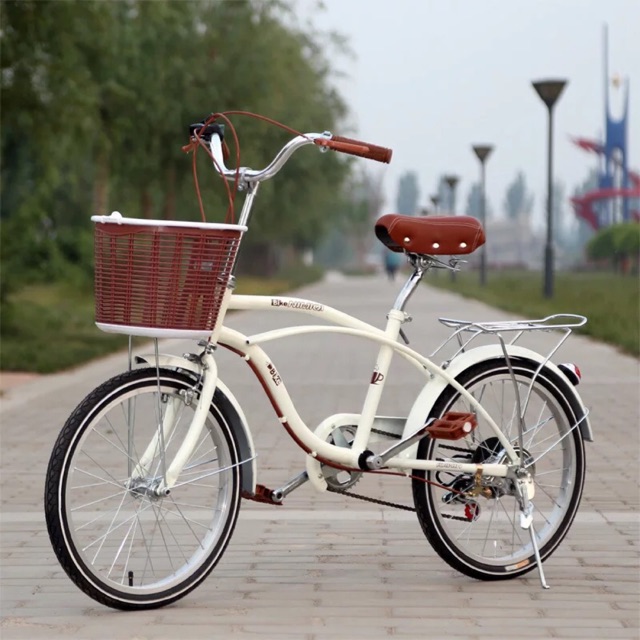 Xe đạp 20 inch dành cho nữ retro tốc độ xe đạp đơn tốc độ dành cho nữ và nữ sinh viên giải trí hỗ trợ xe đạp thế hệ