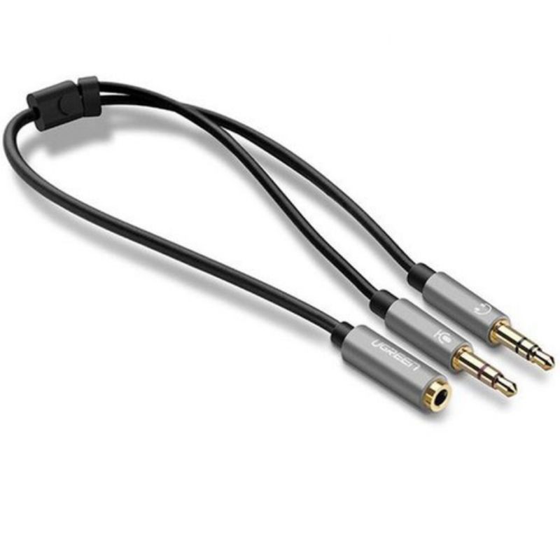 Dây Audio chuyển tai nghe 3.5mm sang 2 đầu Mic và Tai nghe dài 20CM UGREEN AV140 20899 - Hàng Chính Hãng