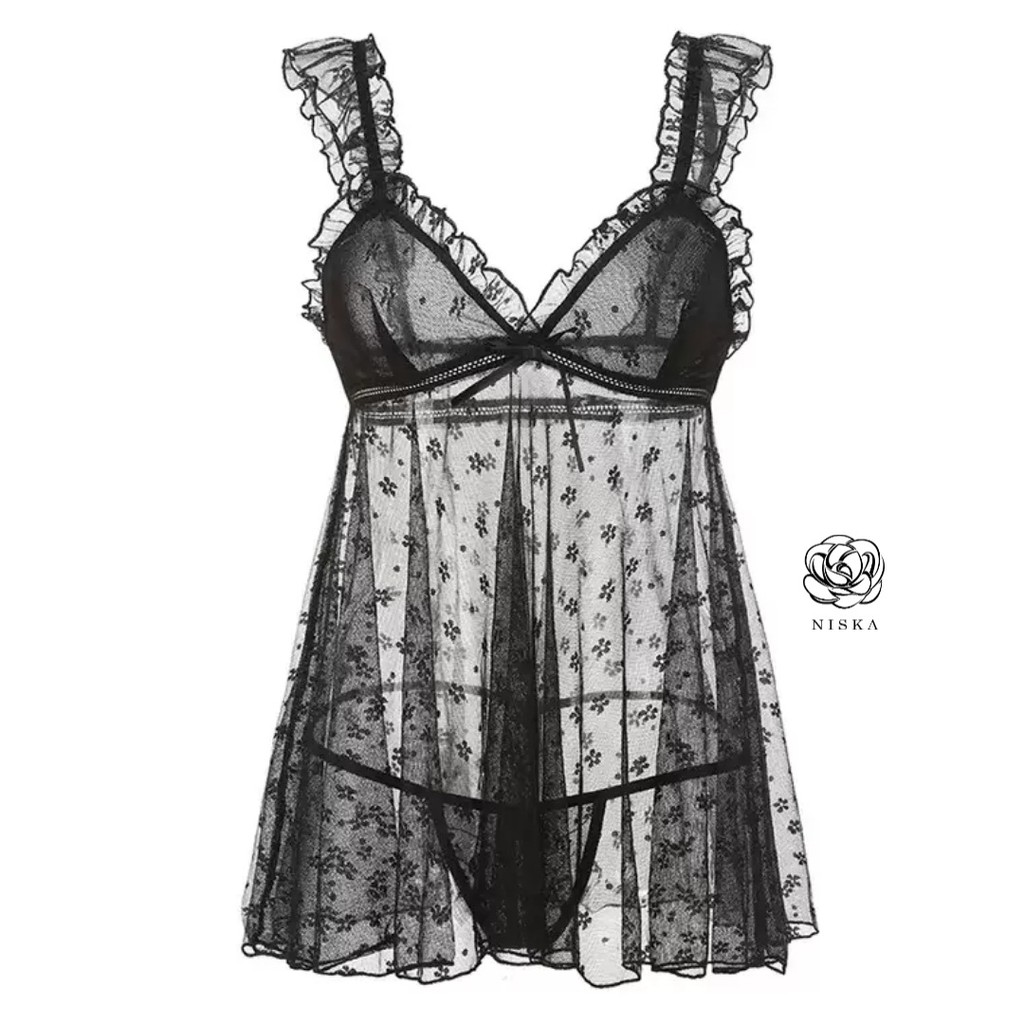 Đầm ngủ babydoll hoa nhí Niska (2 phiên bản màu) - Mã D244