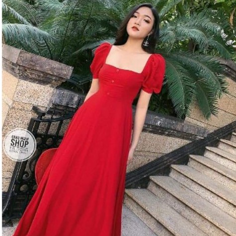 Đầm maxi cột eo dáng dài