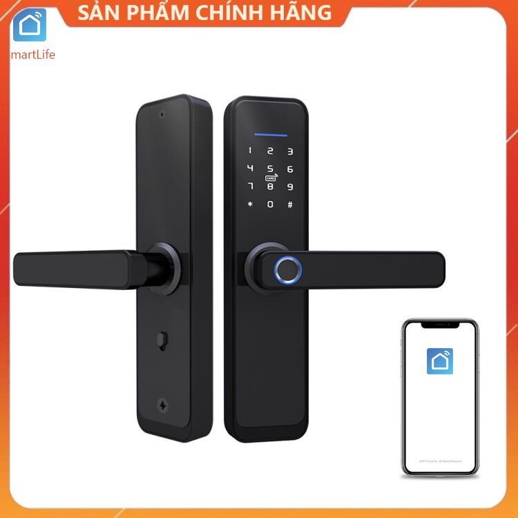 Khóa Vân Tay Thông Minh App Tuya/SmartLife Wifi NX Cửa Thông Phòng, Cửa Gỗ, Cửa Chống Cháy, Cửa Nhựa, Cửa Bản