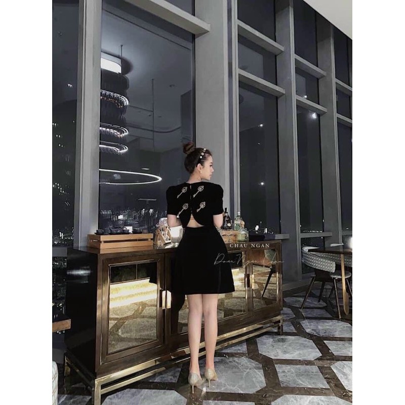 ĐẦM NHUNG THÊU TAY BÚP