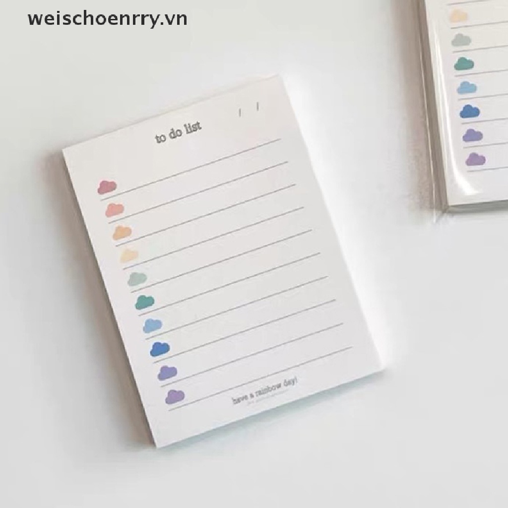 【WW】 Ins Cute Colorful Clouds To Do List 50 Sheets Planner Student Note Supplies .