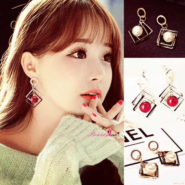 [XẢ HÀNG GIÁ GỐC] Hoa Tai Hình Học Đính Đá Nhiều Màu Sắc,Cực Xinh, Giá Rẻ Milano Shop