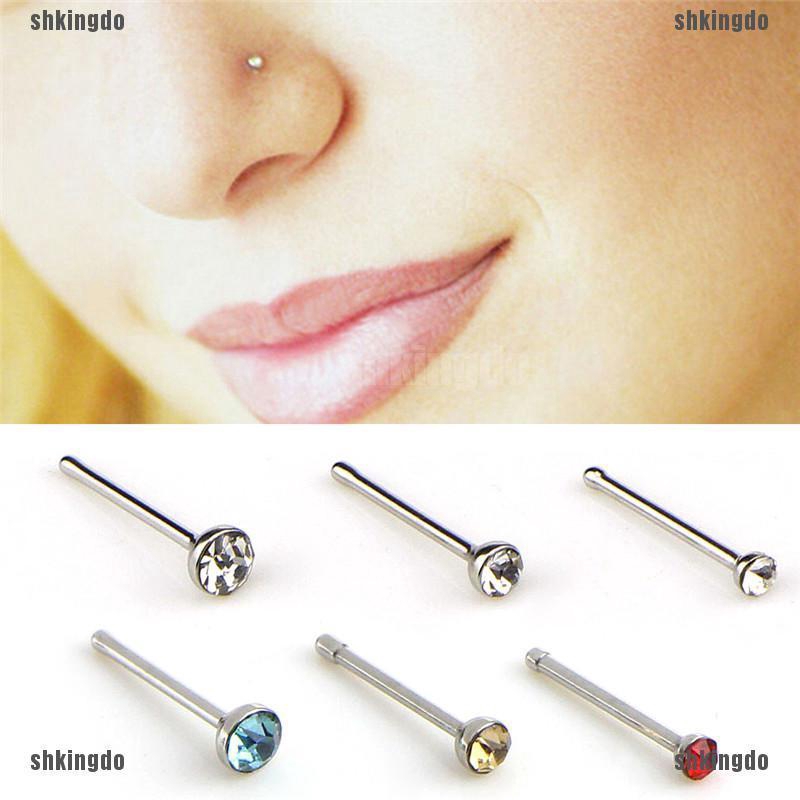 Bộ 60 cái khuyên mũi bằng thép không gỉ đính đá thời trang