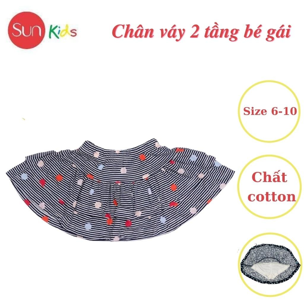 Chân váy cho bé, đầm bé gái 2 tầng, chất cotton, có quần đùi trong, size 6-10 - SUNKIDS1