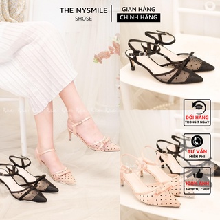Giày cao gót mũi nhọn 7cm FLASH SALE - THE NYSMILE - Gót nhọn công sở lưới nơ - thumbnail