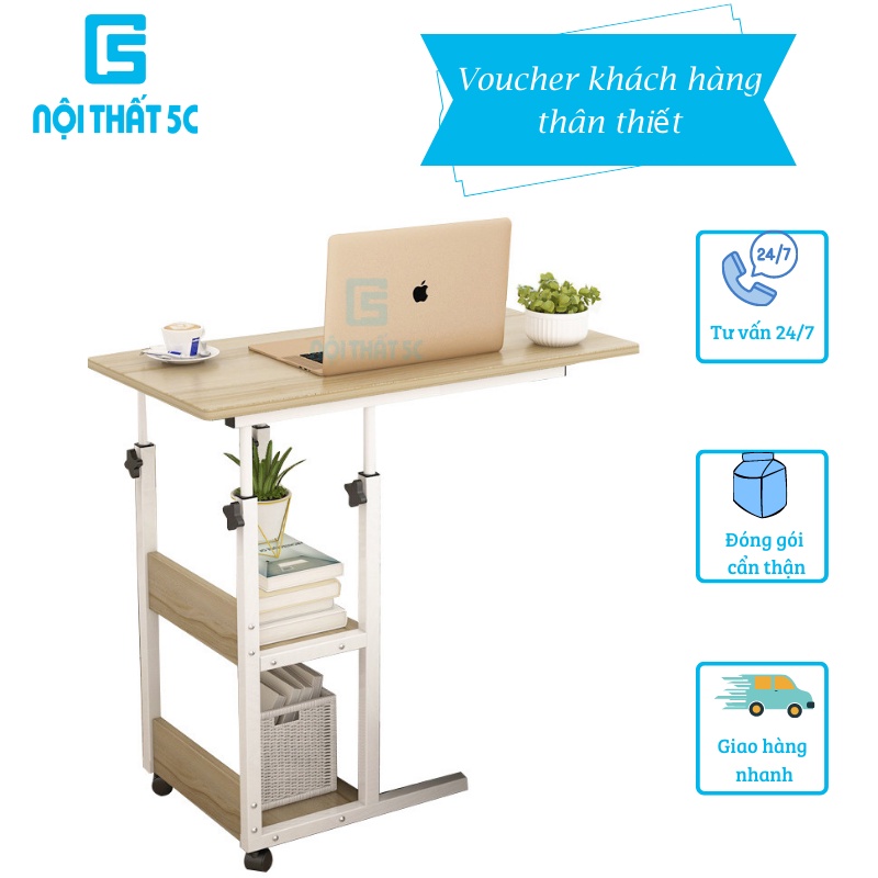 Bàn học, bàn làm việc thông minh nâng hạ chiều cao có bánh xe di động phù hợp mọi lứa tuổi