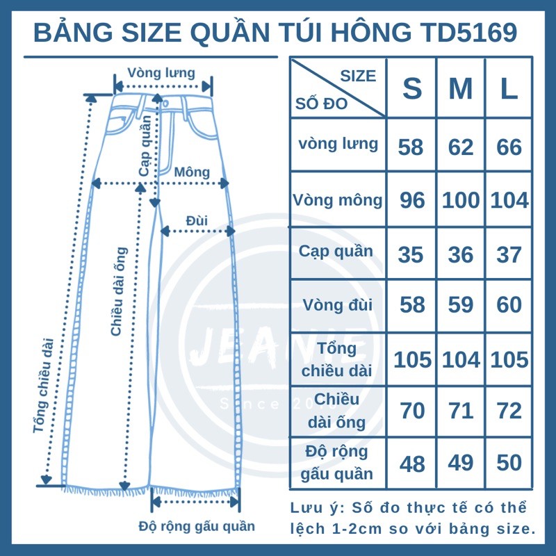 Quần Jean Nữ Ống Suông Túi Hông Cạp Cao Tôn Dáng JEANIE