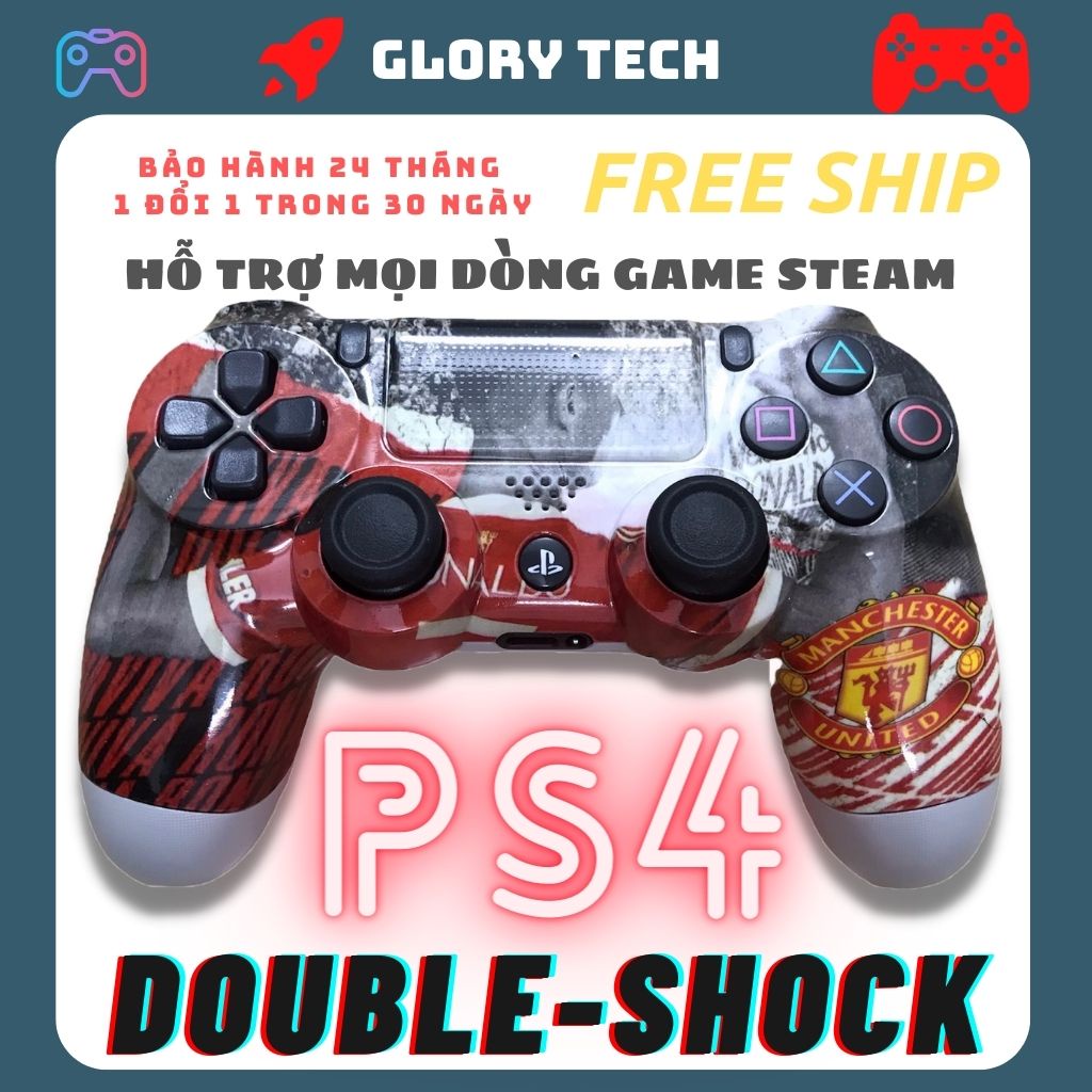🏆CR7 Ronaldo MU🏆 Tay cầm PS4 DoubleShock Bluetooth không dây RUNG cực mạnh , Cảm biến đa chiều chơi game chân thực nhất