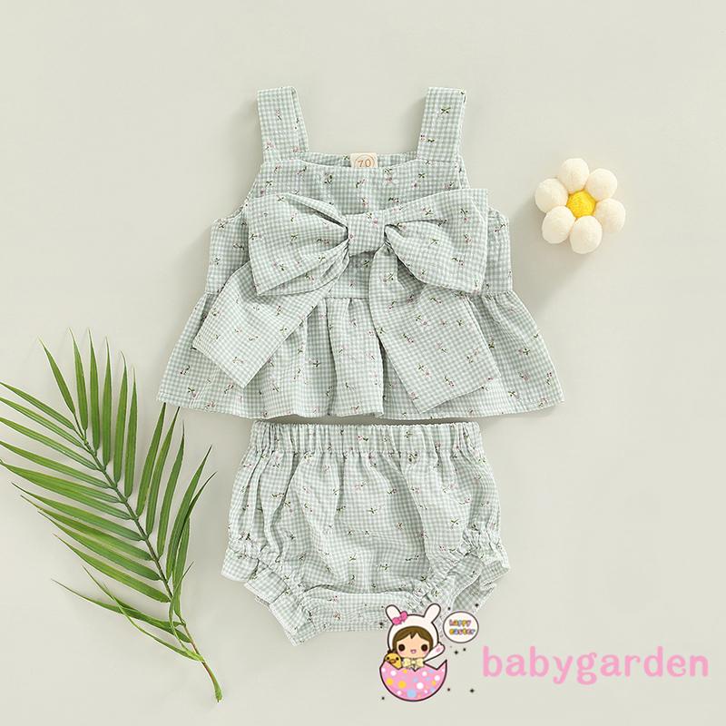 Set Đồ 2 Món Gồm Áo Hai Dây Và Quần Ngắn Thắt Nơ In Họa Tiết Hoa Dành Cho Bé Gái 0-18 Tháng