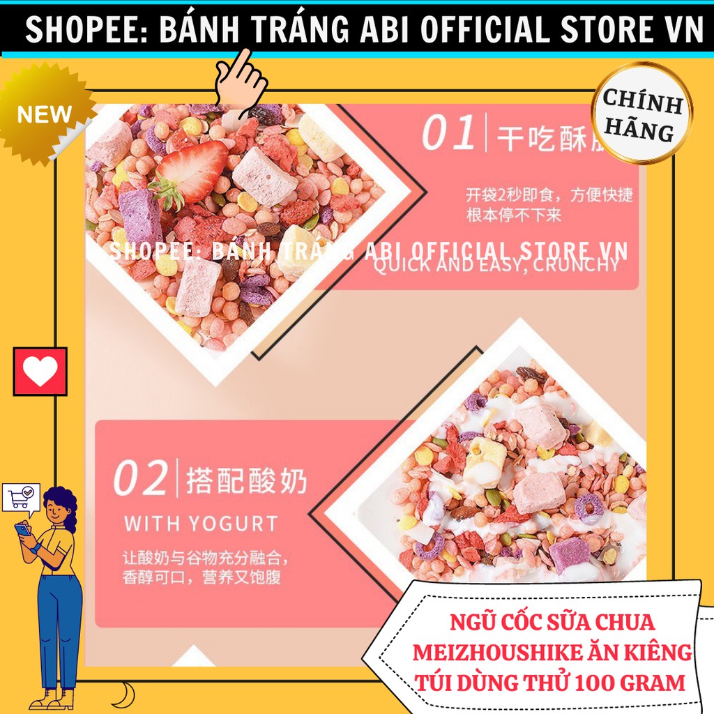 [GÓI DÙNG THỬ 100G] NGŨ CỐC YẾN MẠCH SỮA CHUA MEIZHOUSHIKE ĂN KIÊNG GIẢM-TĂNG CÂN