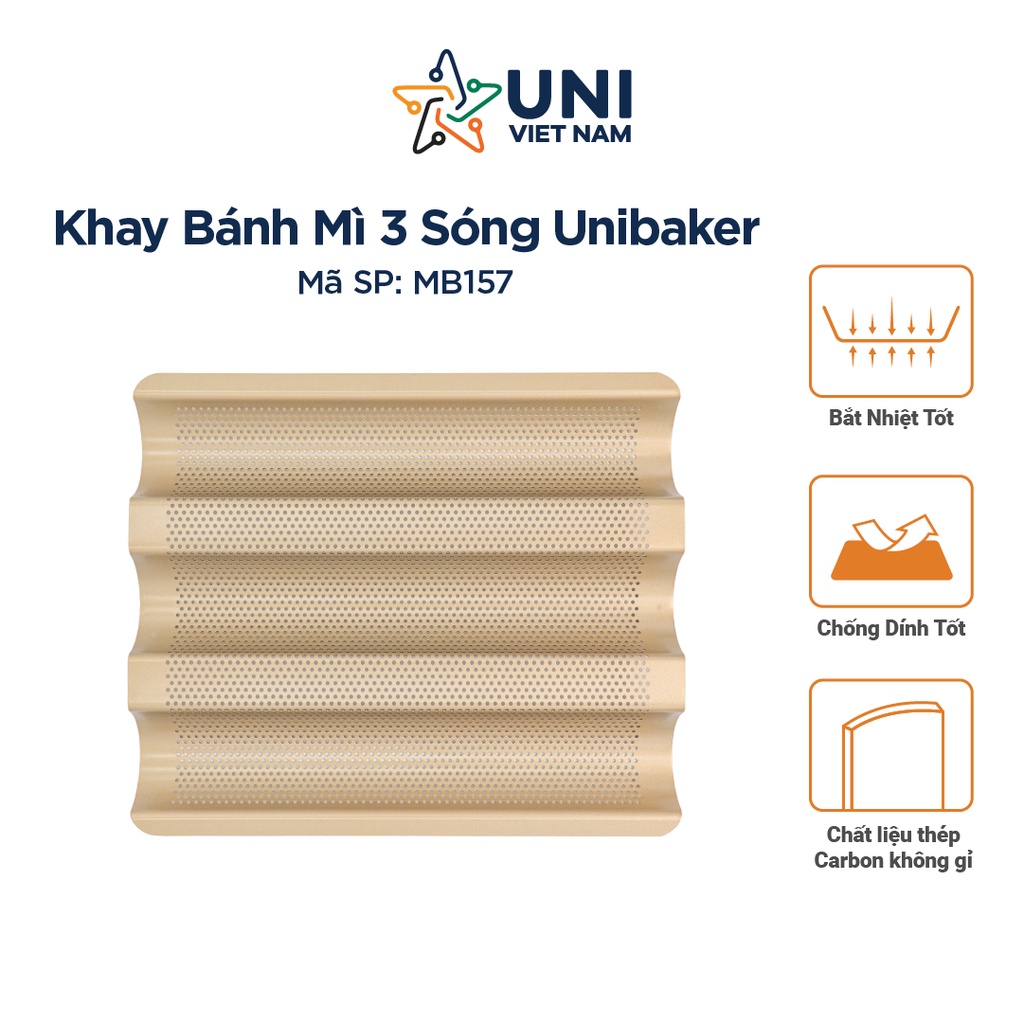 Khay bánh mì chống dính 3 sóng Unibaker MB157