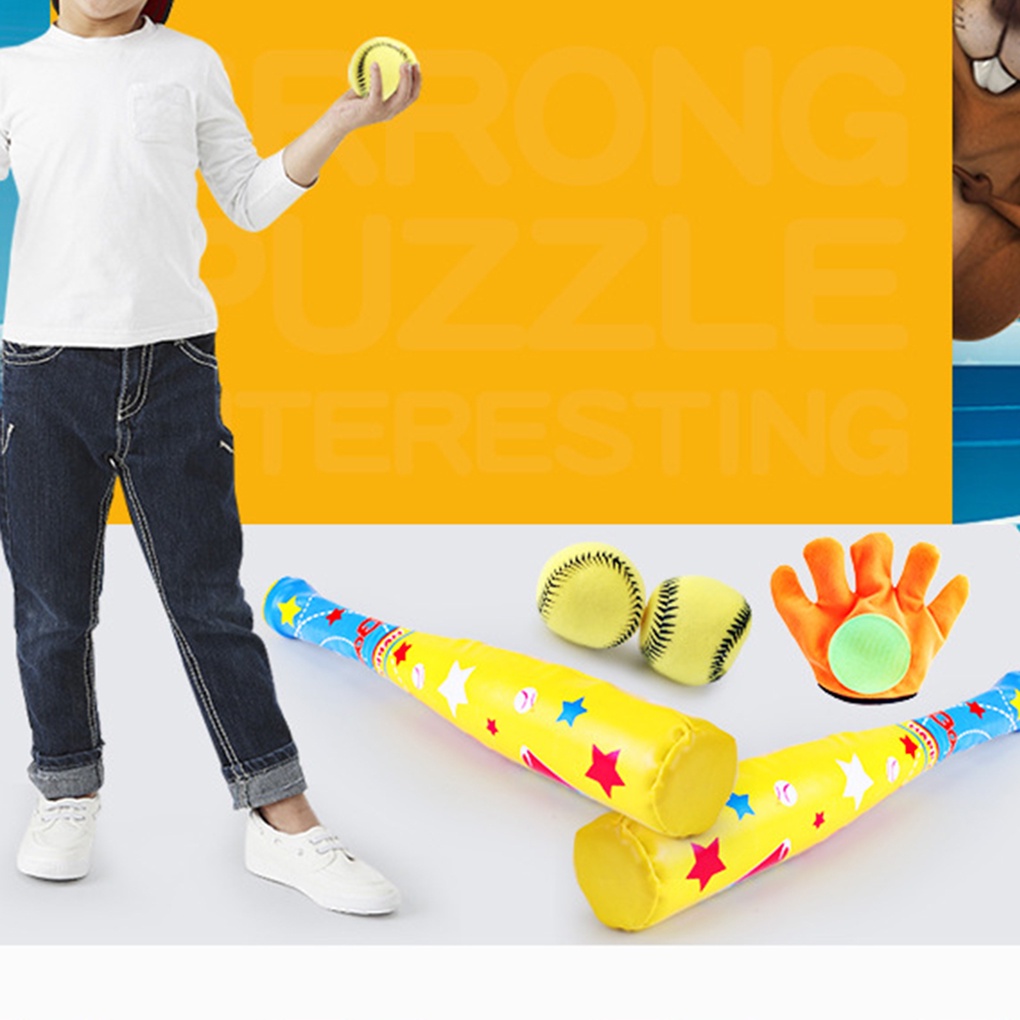 [Mapde] 4pcs/set Baby Baseball Toys Set Soft Baseball Sport Toys Children Bat Gloves Ball Kit Kids School Game Playing