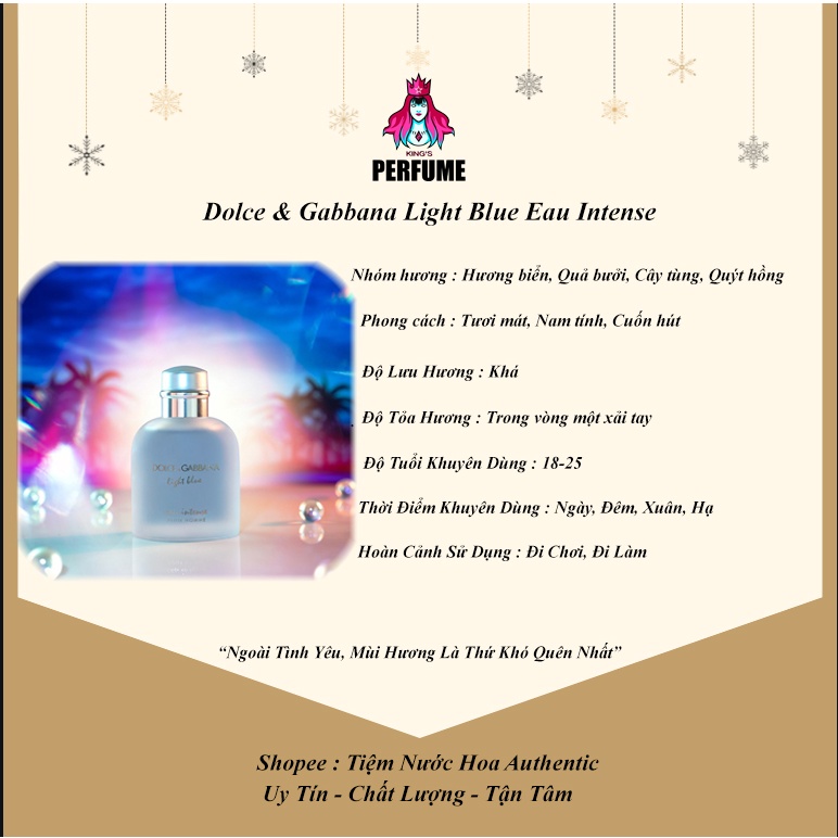 {Chính Hãng} Nước Hoa 𝐃𝐆 𝐋𝐢𝐠𝐡𝐭 𝐁𝐥𝐮𝐞 𝐄𝐚𝐮 𝐈𝐧𝐭𝐞𝐧𝐬𝐞 𝐏𝐨𝐮𝐫 𝐇𝐨𝐦𝐦𝐞