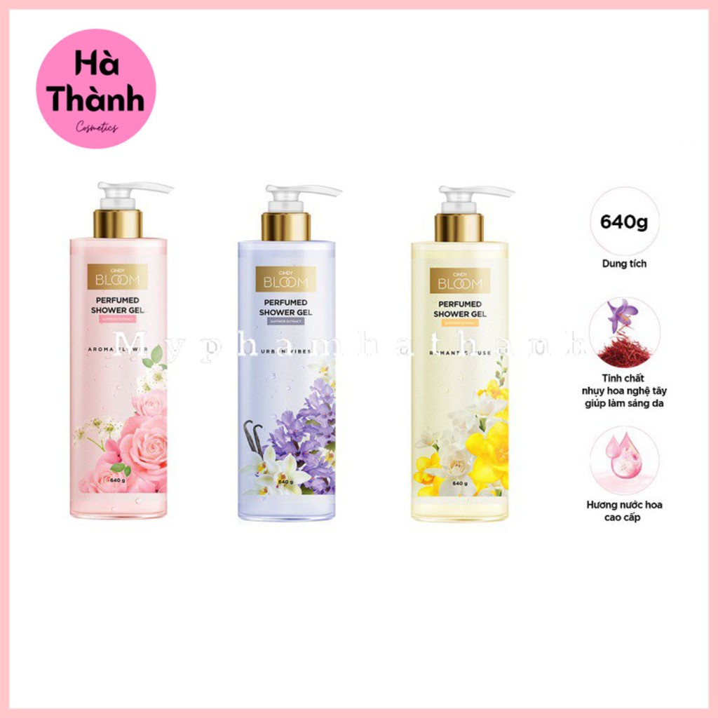 Sữa Tắm Nước Hoa Cindy Bloom 640g Giữ Ẩm Dưỡng Trắng Làm Sạch Bụi Bẩn Lưu Hương 24h Hàng Chính Hãng - HT177