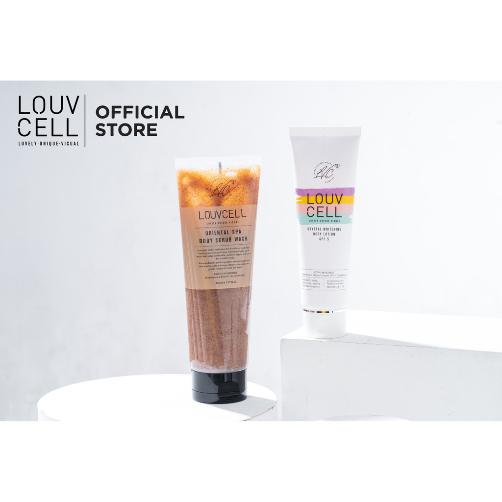 Combo Kem Dưỡng Trắng Da Toàn Thân Louvcell 120ml và Tẩy Da Chết Louvcell 230m | BigBuy360 - bigbuy360.vn