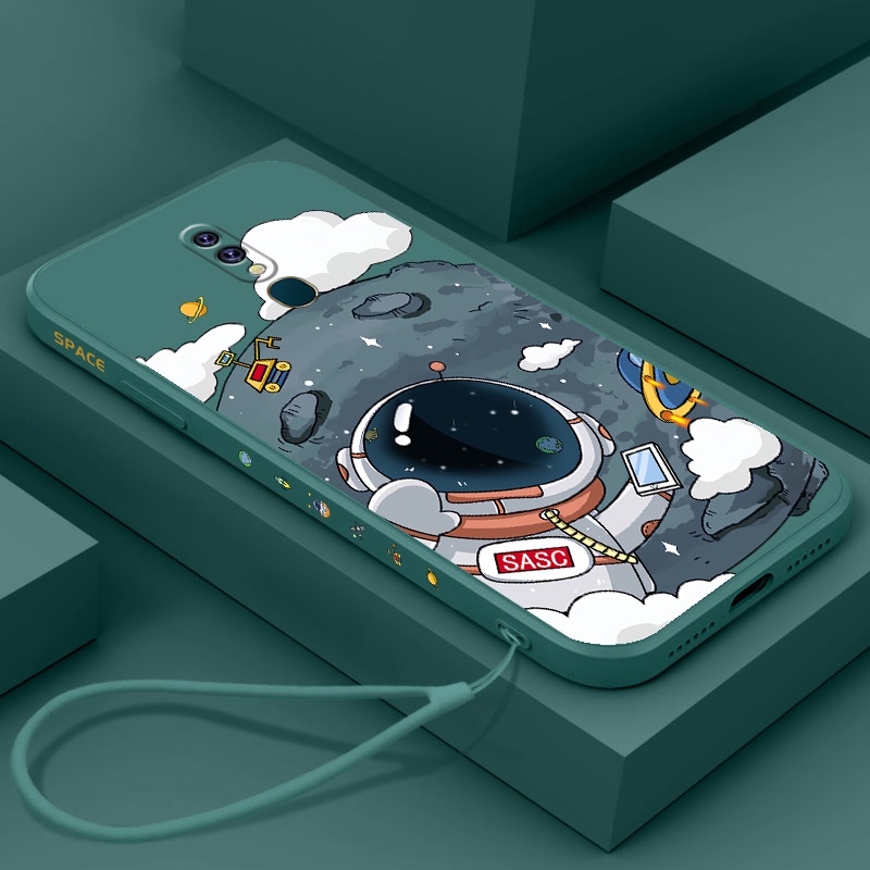 Ốp Điện Thoại TPU Silicon Thẳng Hình Phi Hành Gia Có Dây Đeo Cho OPPO F11 PRO F11 F9 F7 F5