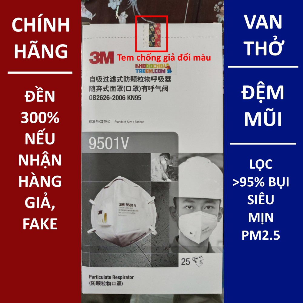 1 CÁI khẩu trang 3M 9501V KN95 N95 P2 FFP2 lọc 95% bụi siêu mịn PM2.5 có van thở lọc khí đệm mũi hơn 9501VT 9001V | BigBuy360 - bigbuy360.vn