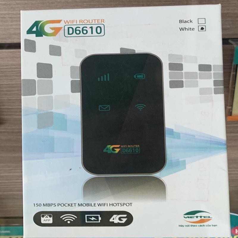 Bộ Phát WI FI 4G LTE Viettel D6610 Phát Mạng Khủng Pin Dùng 8h (Hãng phân phối chính thức nhà mạng viettel) Tặng Sim 4G