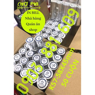GIẤY IN BILL K57/58 X 45MM [THÙNG 50 CUỘN] MỰC ĐEN