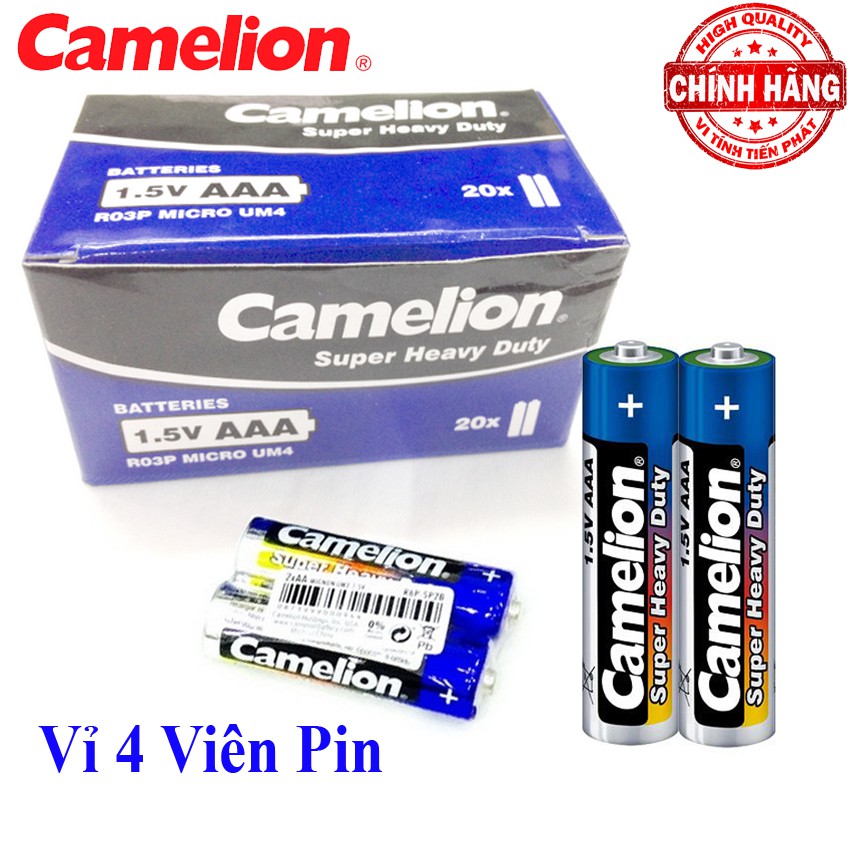 Bộ vỉ 4 viên Pin Tiểu AAA (3A) Camelion Super Heavy Duty Battery 1.5V