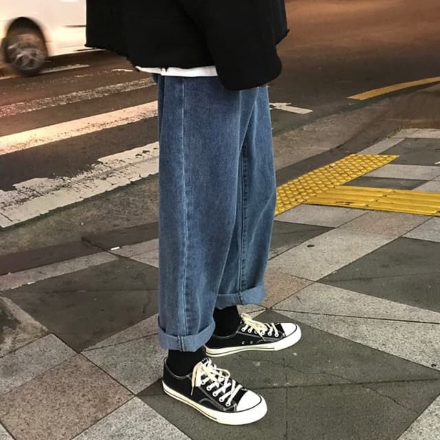 Quần Baggy Jean unisex ống rộng phong cách bụi