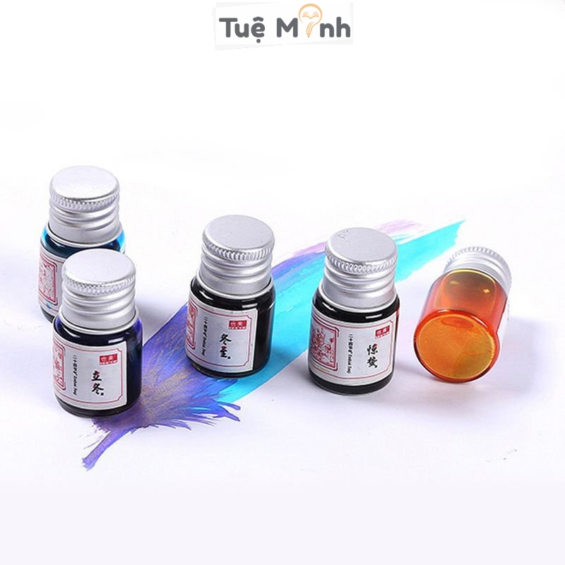 Hũ lọ mực nhũ lấp lánh ánh kim 5ml dùng cho bút máy, quản chấm viết calligraphy B12