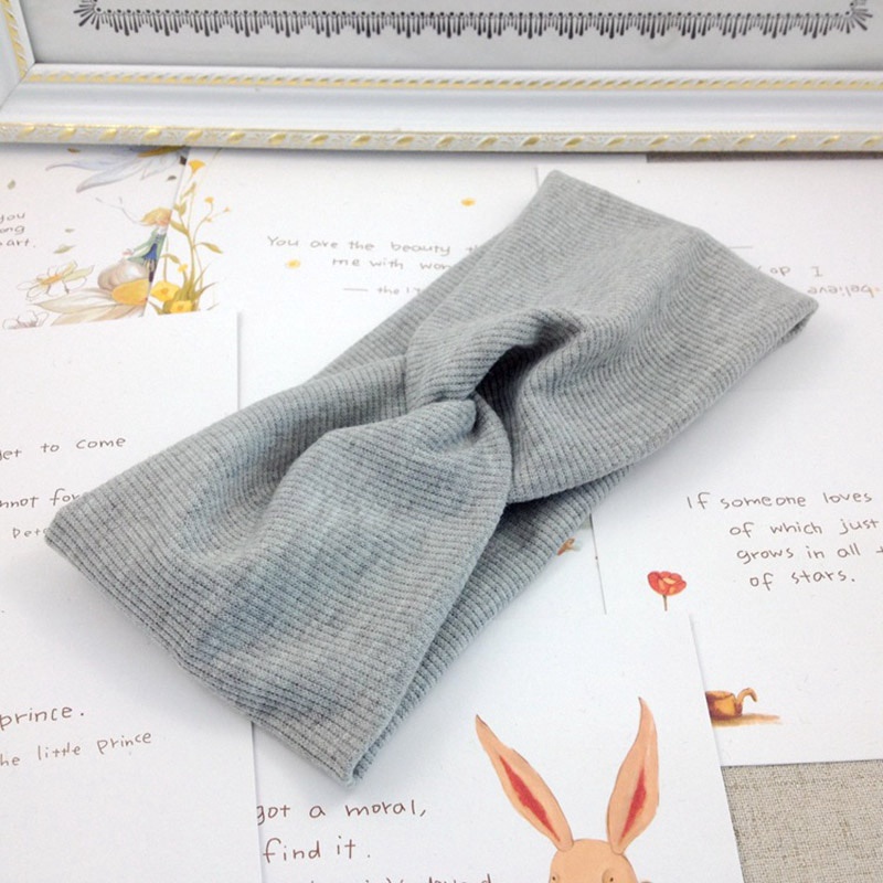 Băng Đô Cotton Co Giãn Mềm Mại Màu Trơn Kiểu Dáng Đơn Giản Dành Cho Bé Gái