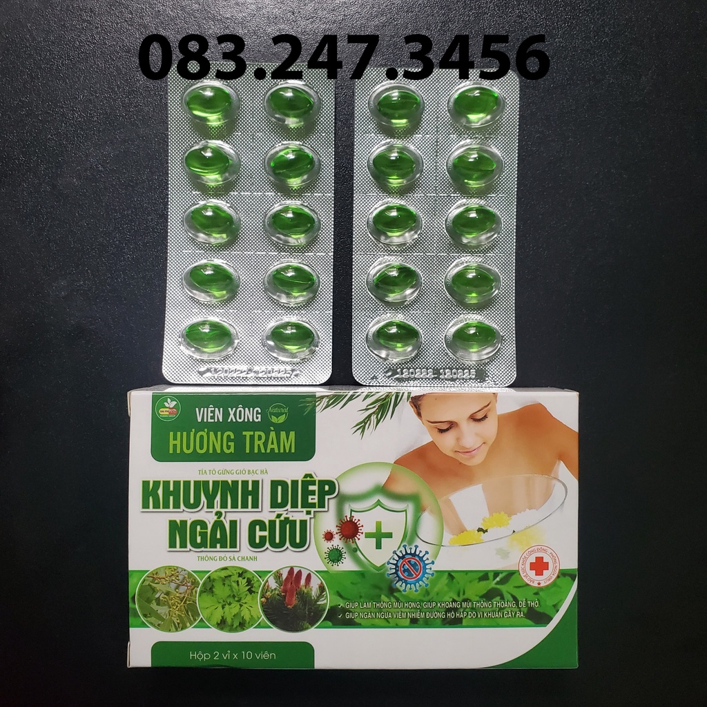Viên xông Hương tràm bạc hà ,khuynh diệp ,ngải cứu,tía tô hộp 20 viên , mix bất kì các loại