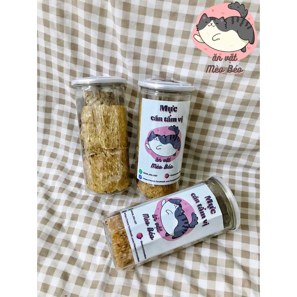 Mực cán tẩm vị 200g hũ pet tiện lợi - Ăn vặt Mèo béo | BigBuy360 - bigbuy360.vn