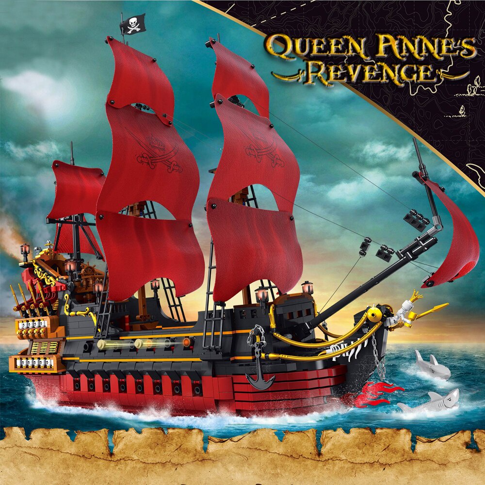 Mẫu Lắp Ráp mô hình Queen Anne's Revenge Pirate Ship Caribbeans DK6002