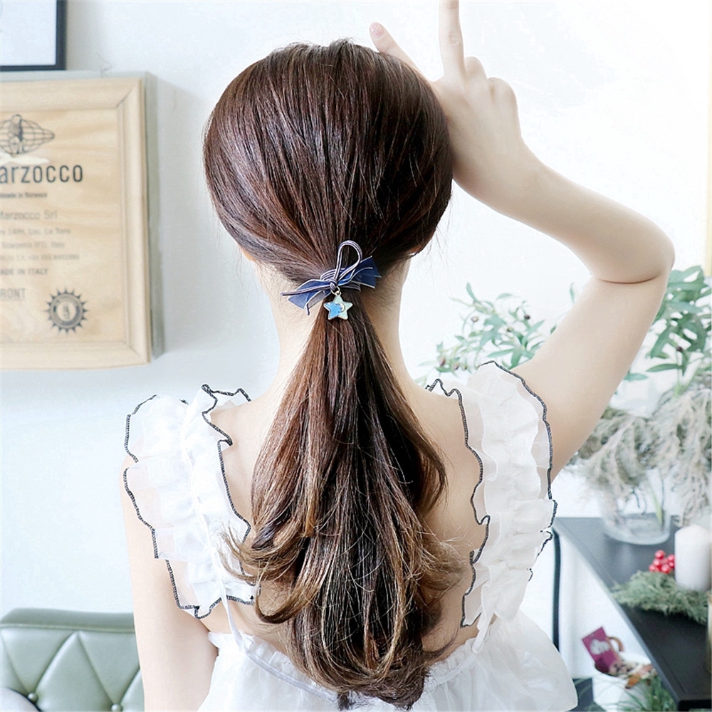 Dây buộc tóc trang trí ruy băng đàn hồi dễ thương cho bé gái