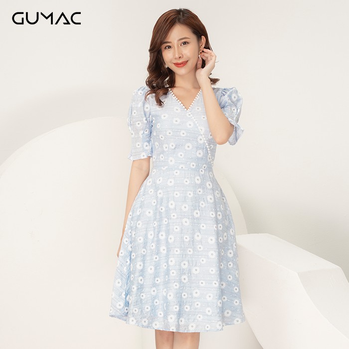 [Mã WABRGM11 giảm 10% đơn 250K] Đầm cổ V đăng ten GUMAC DA9104